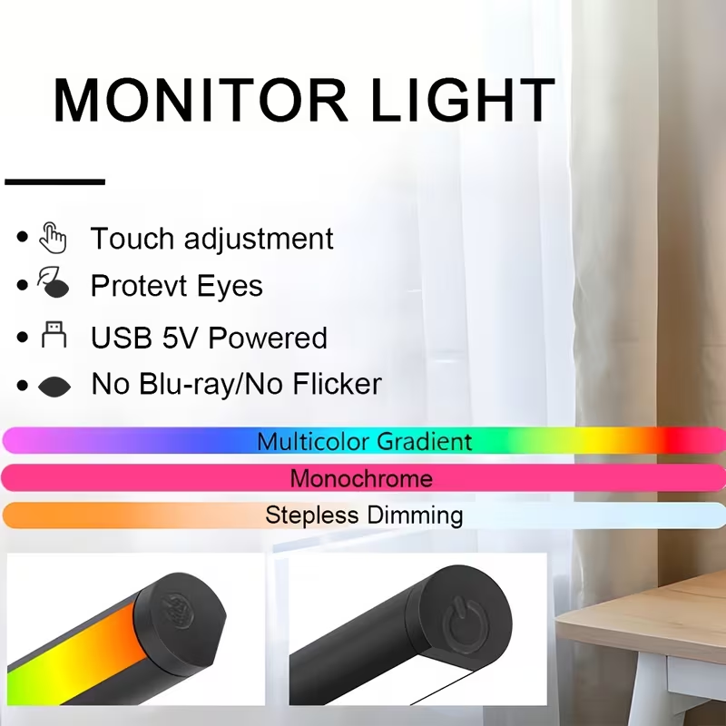 RGB LED Monitor Light Bar USB  - Gaming Accessories Wall Mount review and price